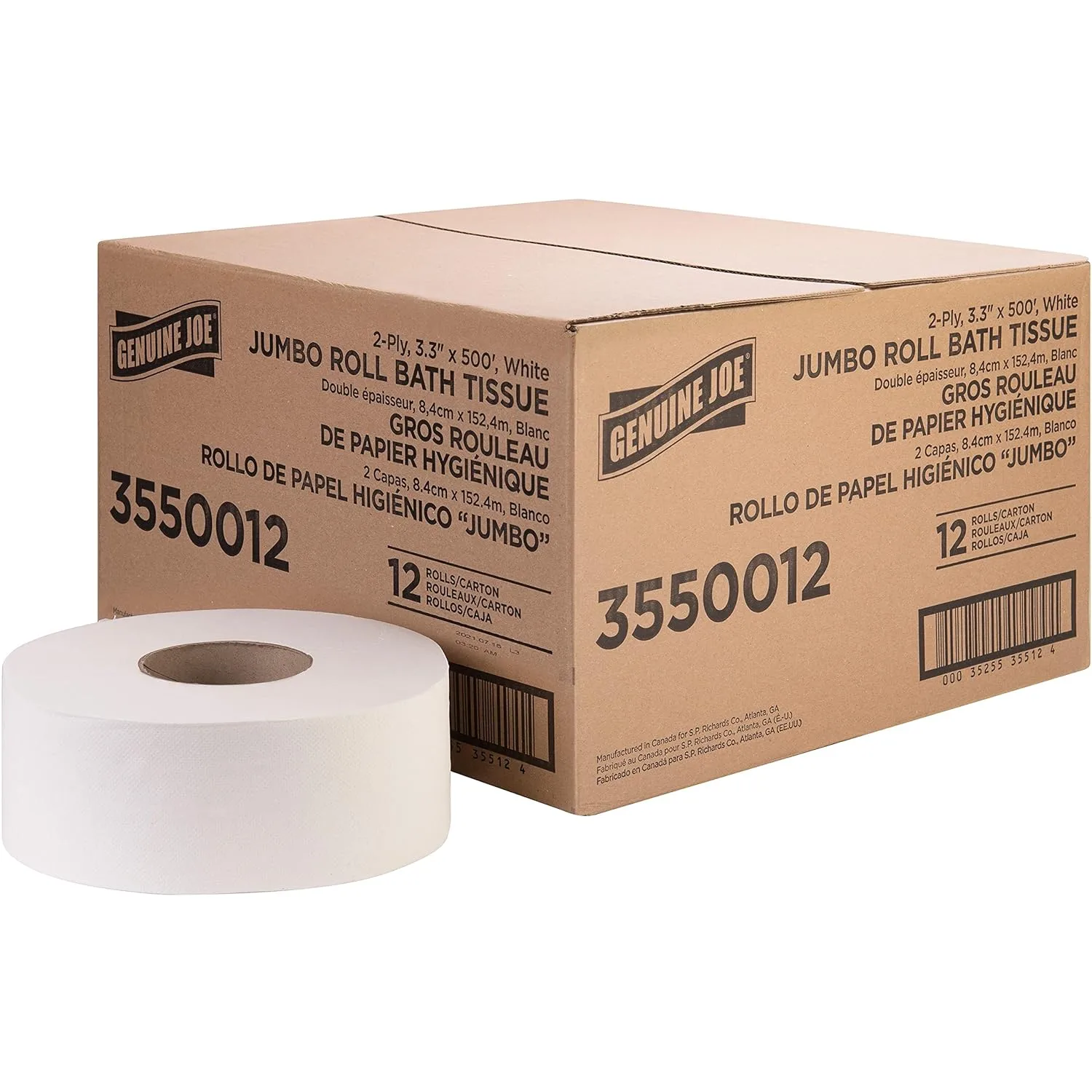 GENUINE JOE Jumbo Roll Bath Tissue, 2-Ply