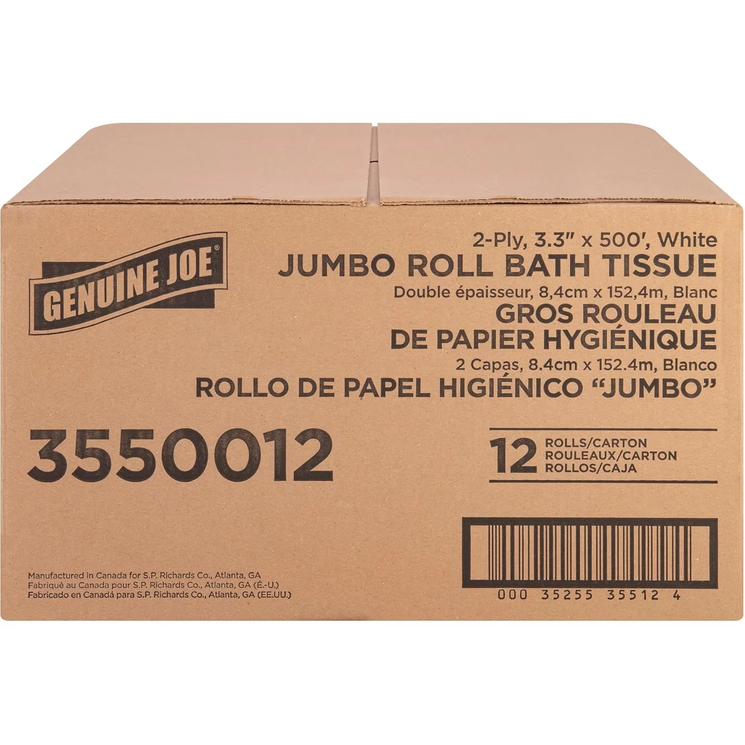 GENUINE JOE Jumbo Roll Bath Tissue, 2-Ply