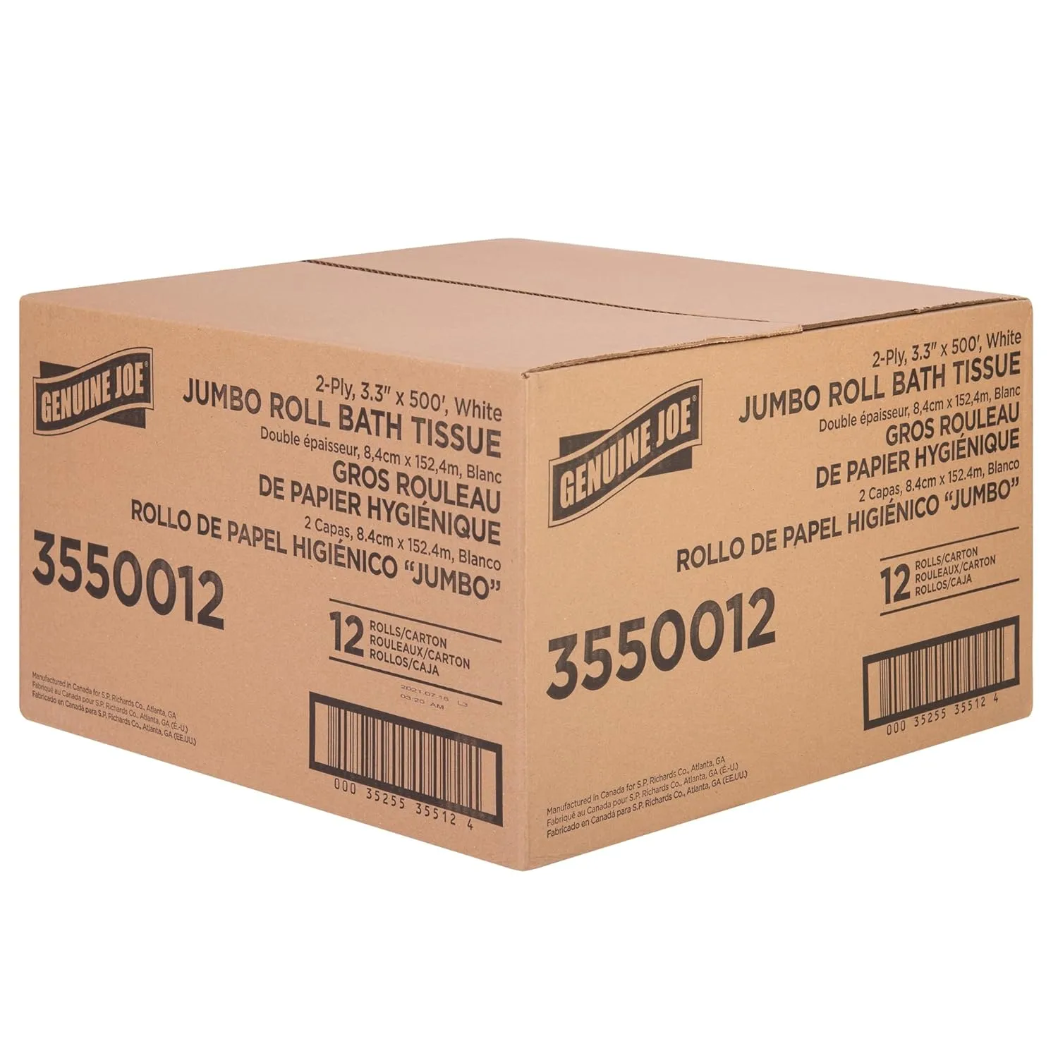 GENUINE JOE Jumbo Roll Bath Tissue, 2-Ply