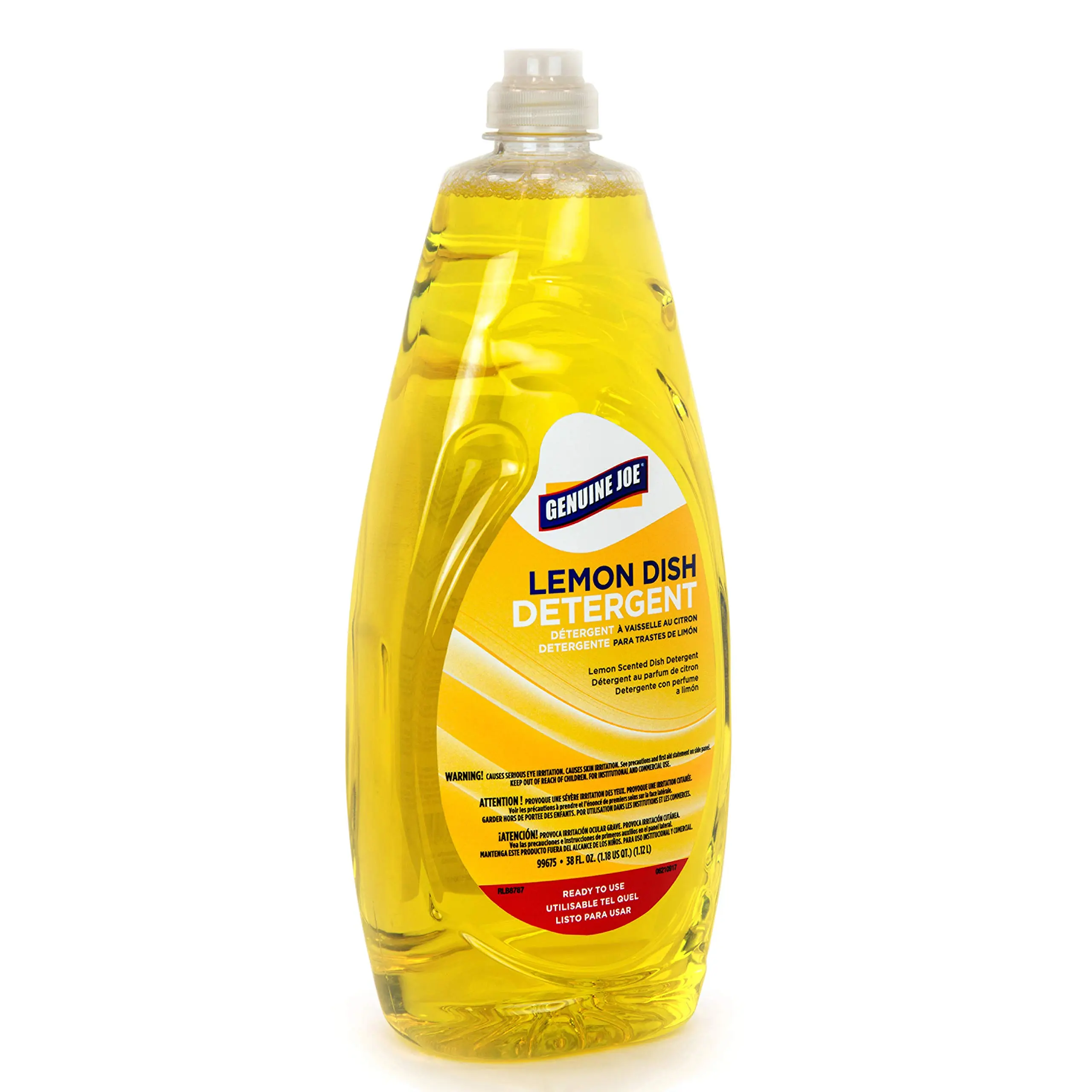 Genuine Joe 99675 Dish Detergent, Pot & Pan, Conc, Lemon, 38 oz, Yellow