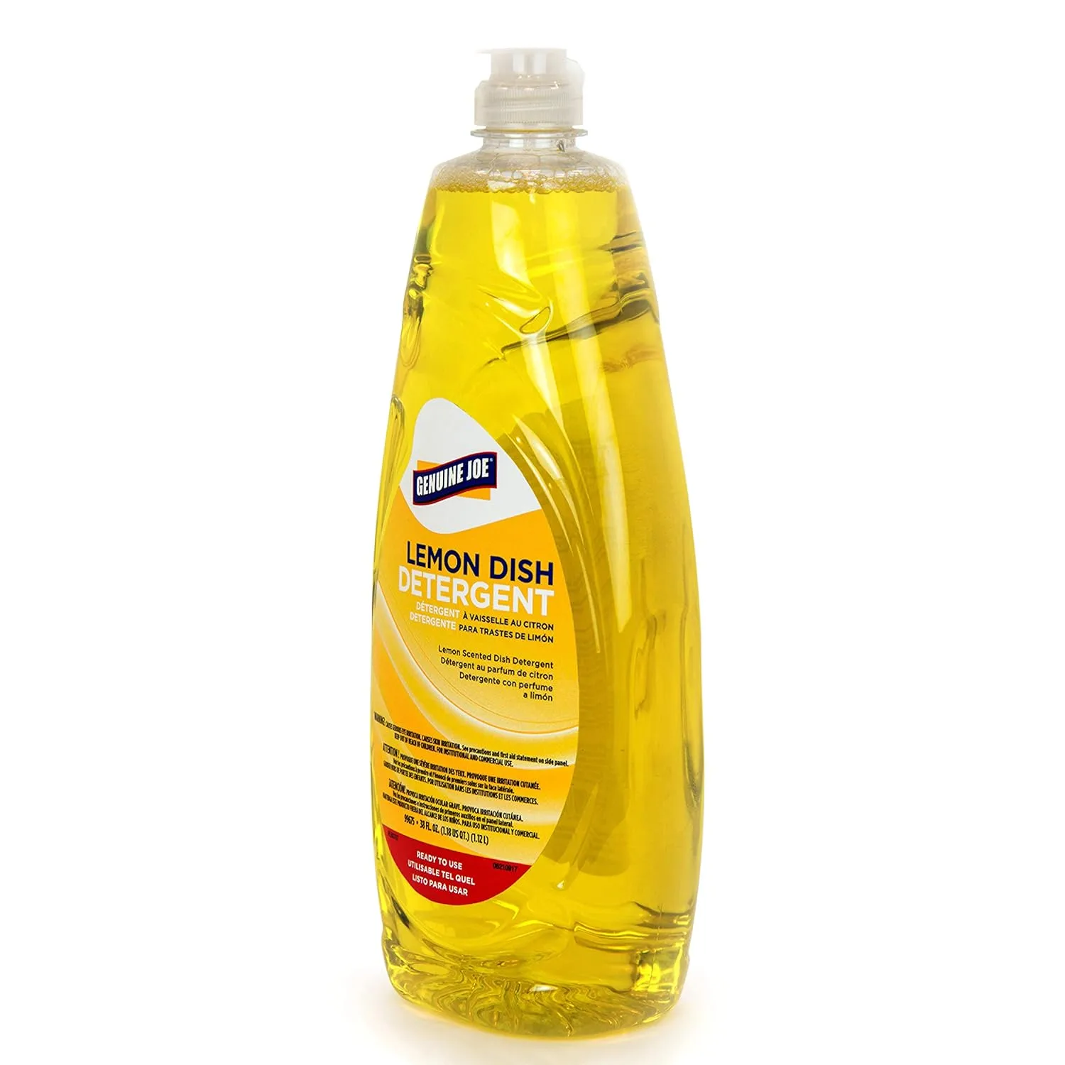 Genuine Joe 99675 Dish Detergent, Pot & Pan, Conc, Lemon, 38 oz, Yellow