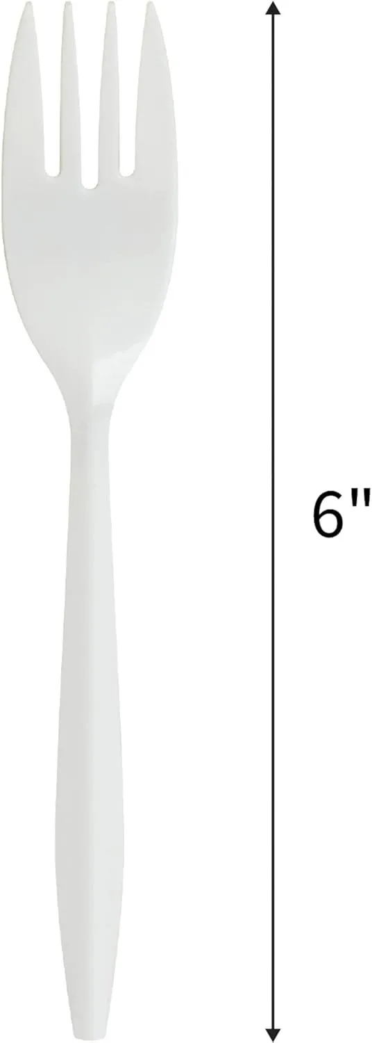 Genuine Joe Medium Weight Plastic Fork, White, 1000 Count