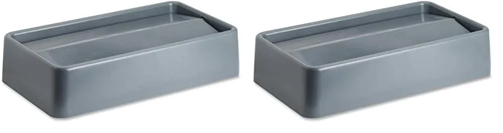 Genuine Joe Space-Saving Swing Lid - Rectangular - Gray - Pack of 2
