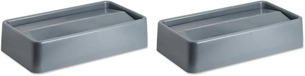 Genuine Joe Space-Saving Swing Lid - Rectangular - Gray - Pack of 2