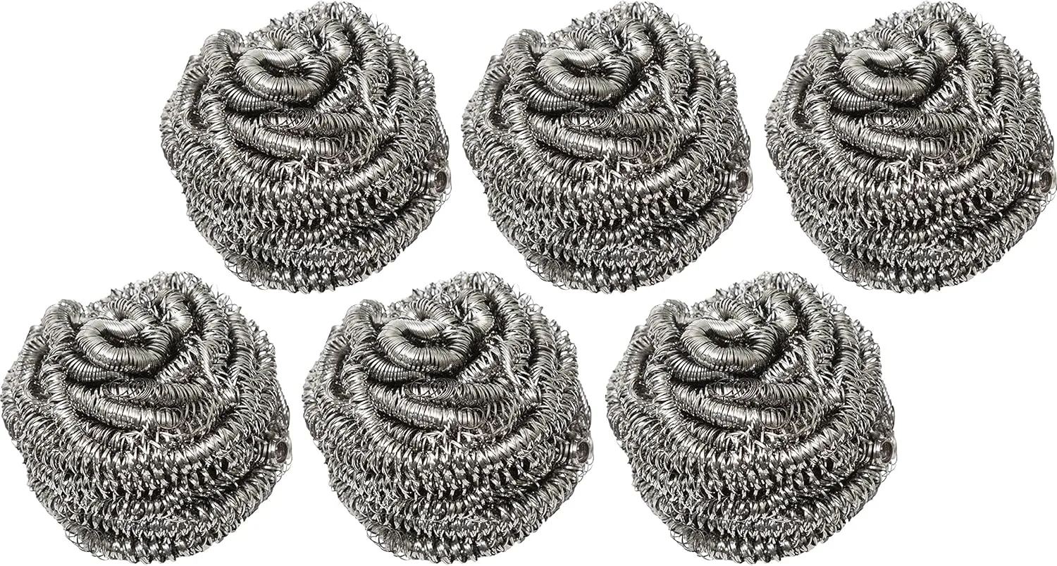 Genuine Joe Stainless Steel Scrubber - Ready-To-Use - 12 / Box - 6 / Carton - Silver