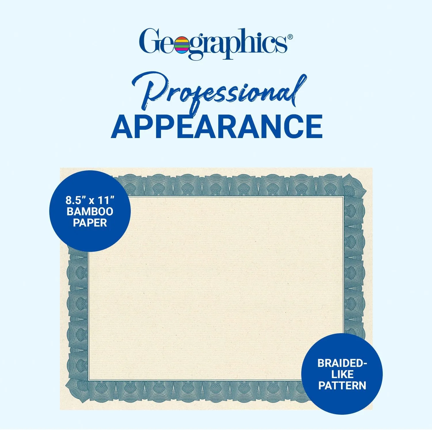 GEOGRAPHICS Braided Tree-Free Certificate, 8.5 x 11, 65 lb