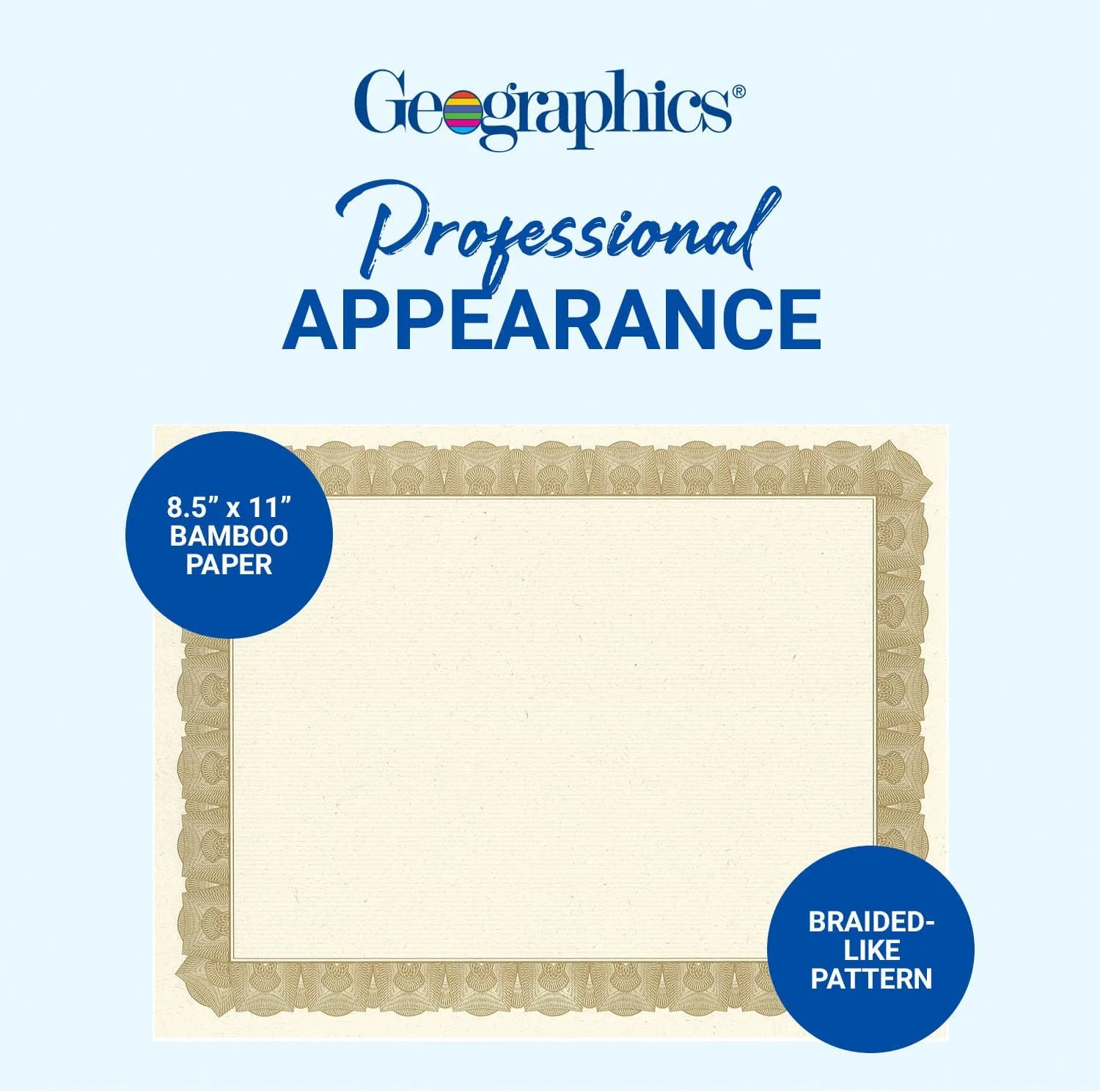 GEOGRAPHICS Braided Tree-Free Certificate, 8.5 x 11, 65 lb