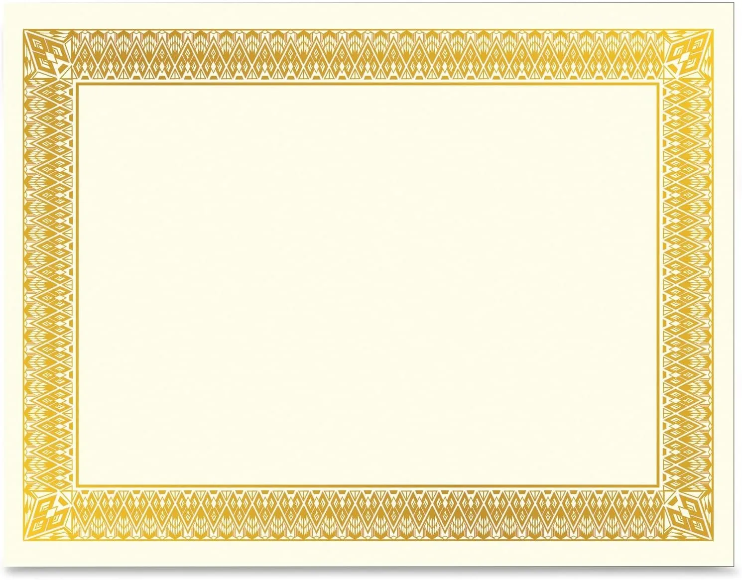 Geographics Gold Foil Certificates, Letter 8.5 x 11, Ivory with Gold Foil, 15 Pack