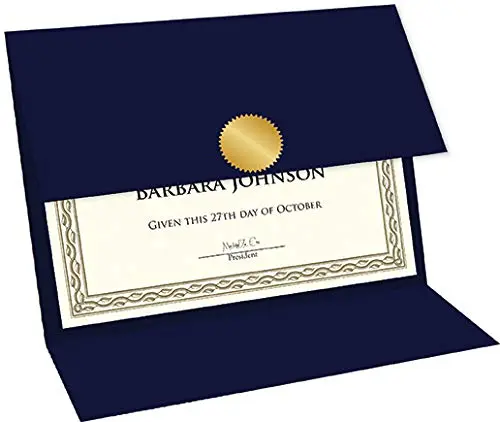 Geographics Tri-Fold Navy Linen Certificate Holders, 9.25 x 12.5 in, 5/Pack