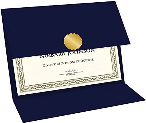 Geographics Tri-Fold Navy Linen Certificate Holders, 9.25 x 12.5 in, 5/Pack