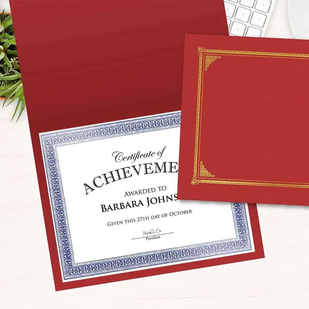 Classic Linen Red Certificate Holders, Gold Foil, 9.75″x12.5″, 6/Pack, 6 Packs/case by Geographics