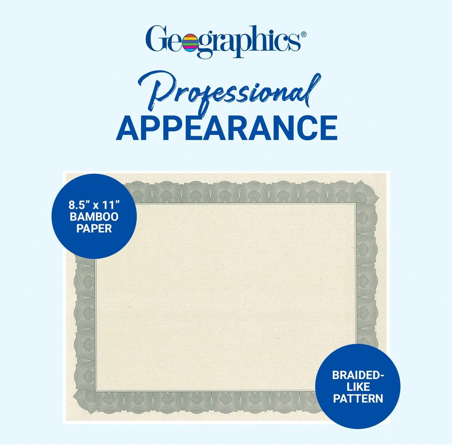 GEOGRAPHICS Braided Tree-Free Certificate, 8.5 x 11, 65 lb