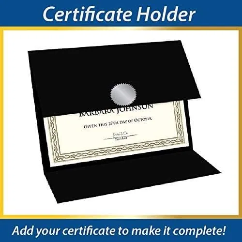 Tri Fold Black Certificate Holder, Linen Texture, 9.25" x 12.5", 5/Pack (47838)