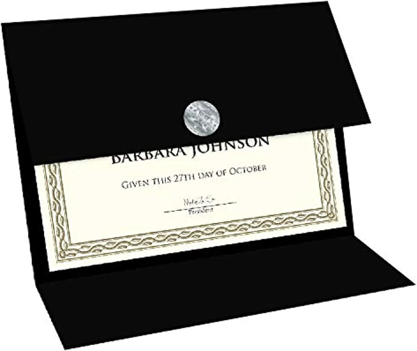 Tri Fold Black Certificate Holder, Linen Texture, 9.25" x 12.5", 5/Pack (47838)