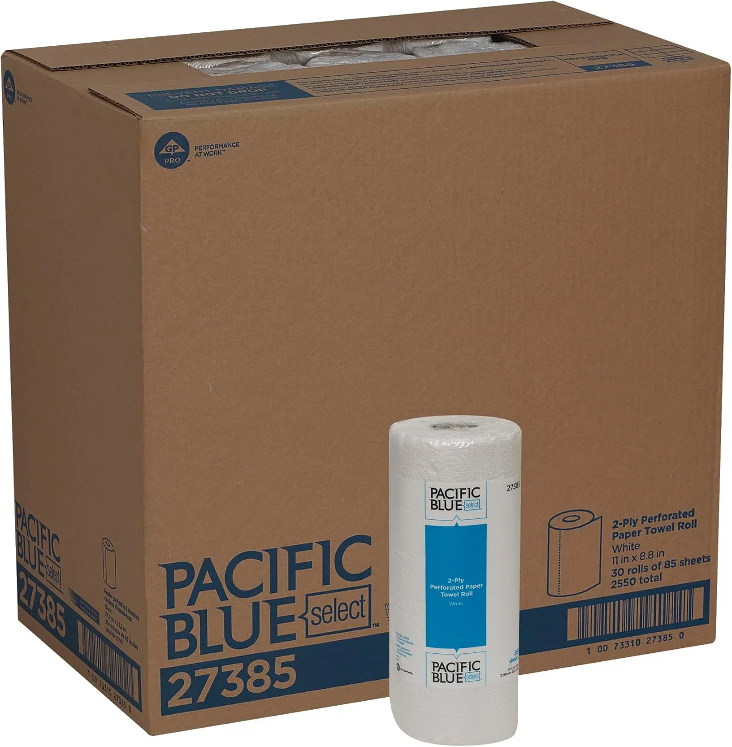 Georgia-Pacific Pacific Blue Select 2-Ply Perforated Paper Towel Rolls by GP PRO, 27385, Sheet Roll White 1 roll