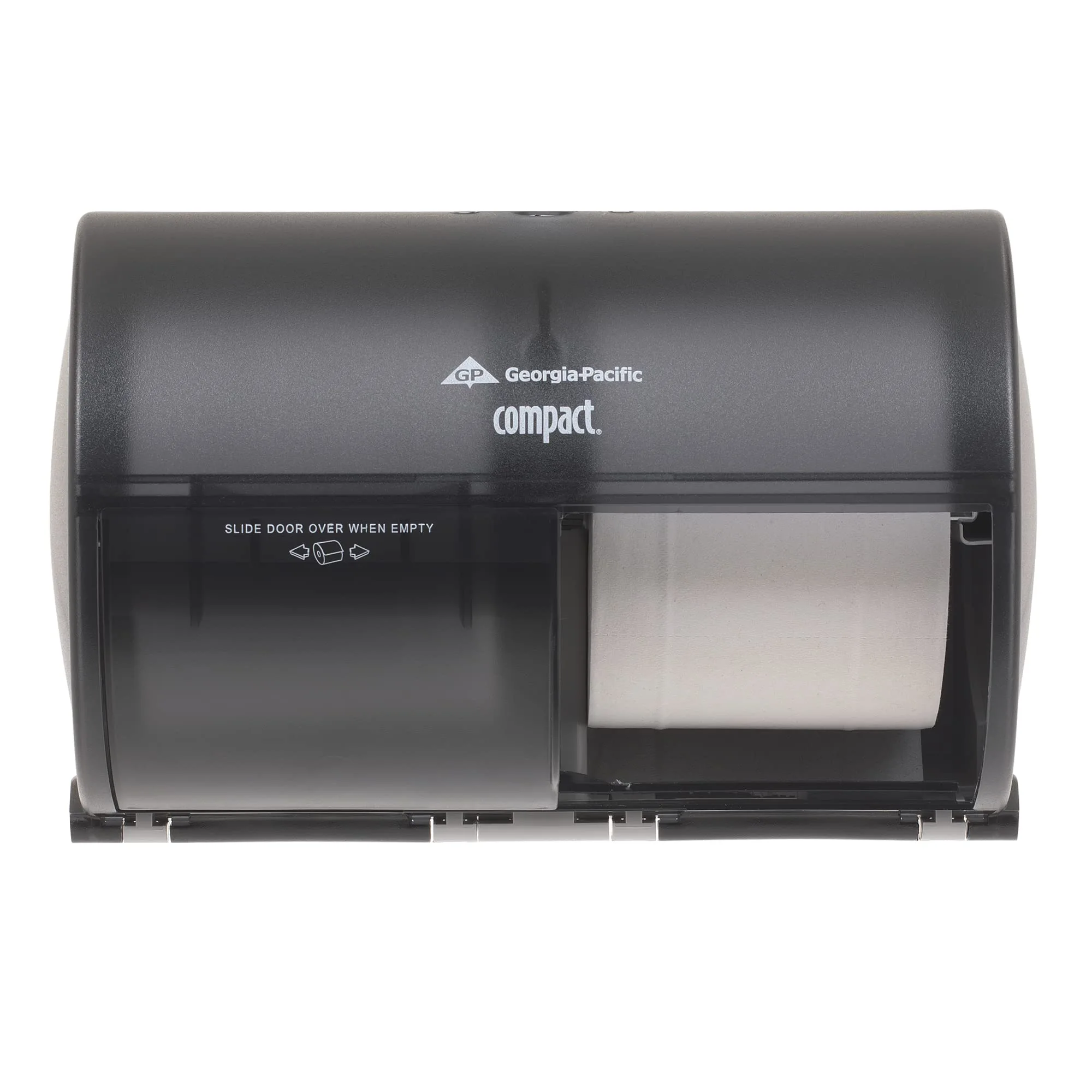 Georgia-Pacific Compact 2-Roll Side-by-Side Coreless High-Capacity Toilet Paper Dispenser, Black, 56784
