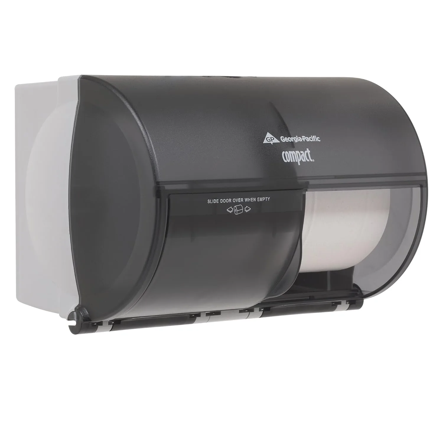 Georgia-Pacific Compact 2-Roll Side-by-Side Coreless High-Capacity Toilet Paper Dispenser, Black, 56784