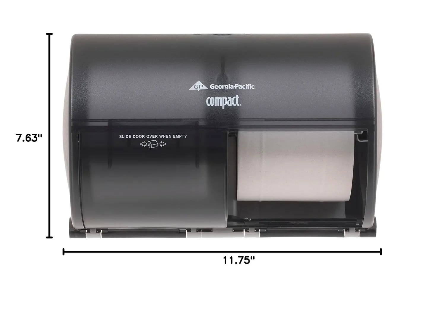 Georgia-Pacific Compact 2-Roll Side-by-Side Coreless High-Capacity Toilet Paper Dispenser, Black, 56784