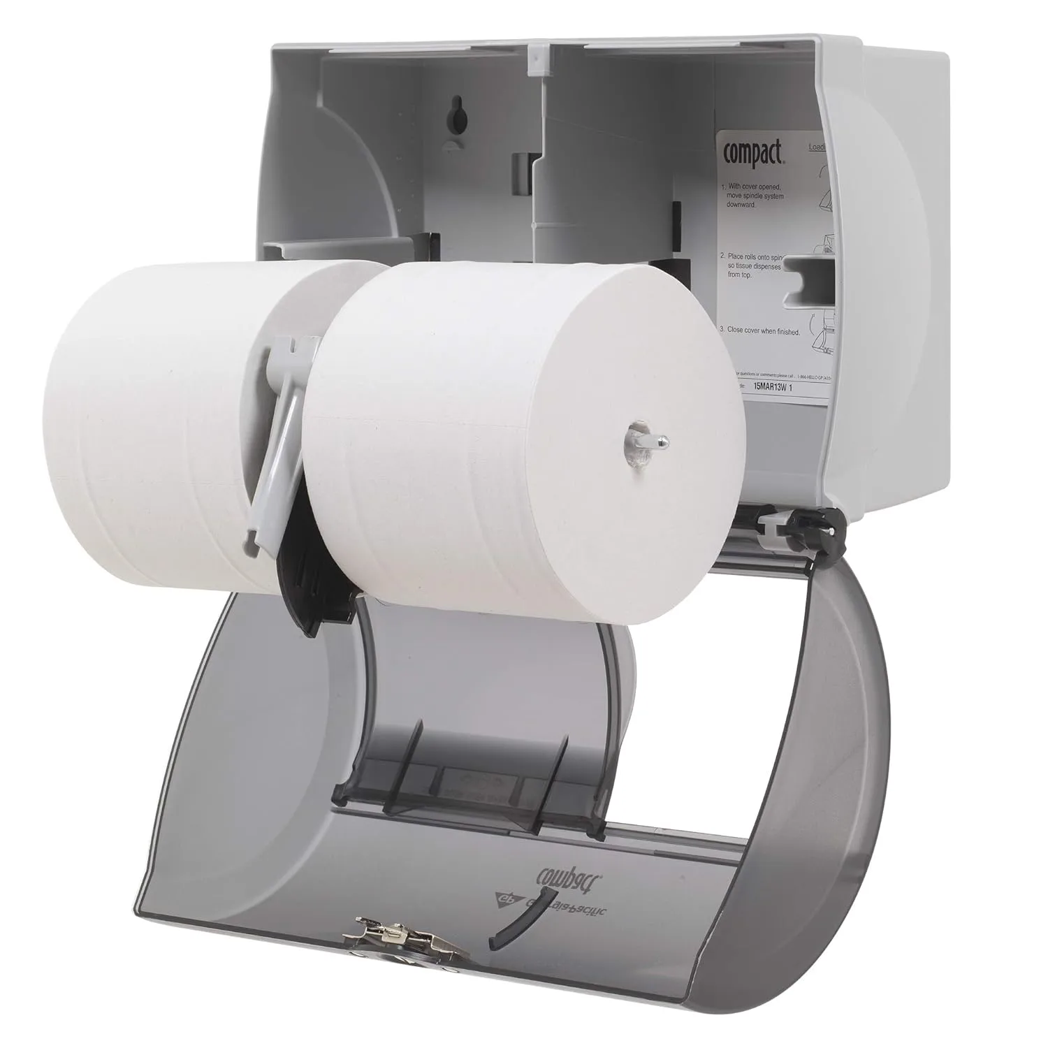 Georgia-Pacific Compact 2-Roll Side-by-Side Coreless High-Capacity Toilet Paper Dispenser, Black, 56784
