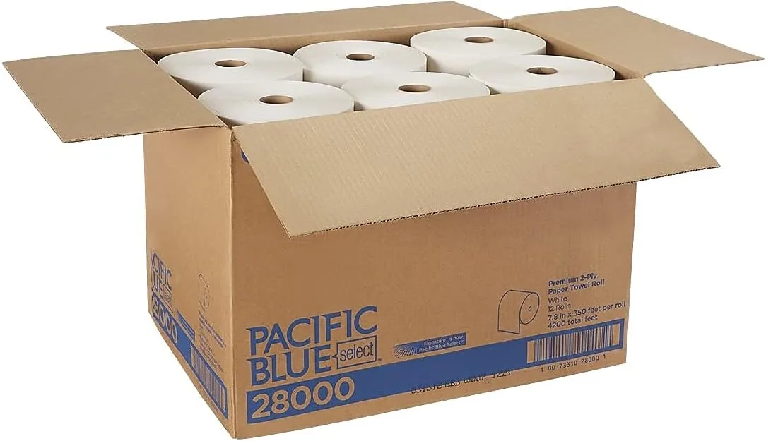 Signature 28000 Roll Towels, Non-Perforated, 2-Ply, 7-7/8" x 350 ft, 12 Rolls