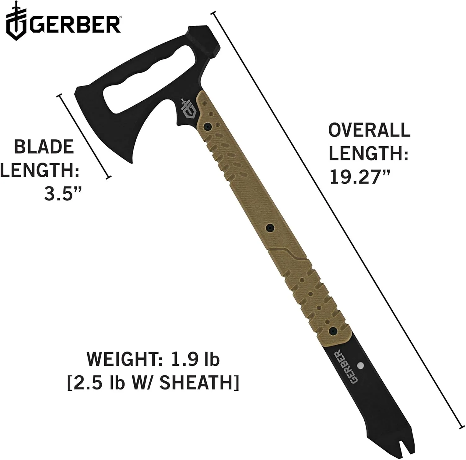 Gerber Gear Downrange Tactical Tomahawk Survival Multitool, Made in USA Camping Axe with Hammer Head and Steel Pry Bar
