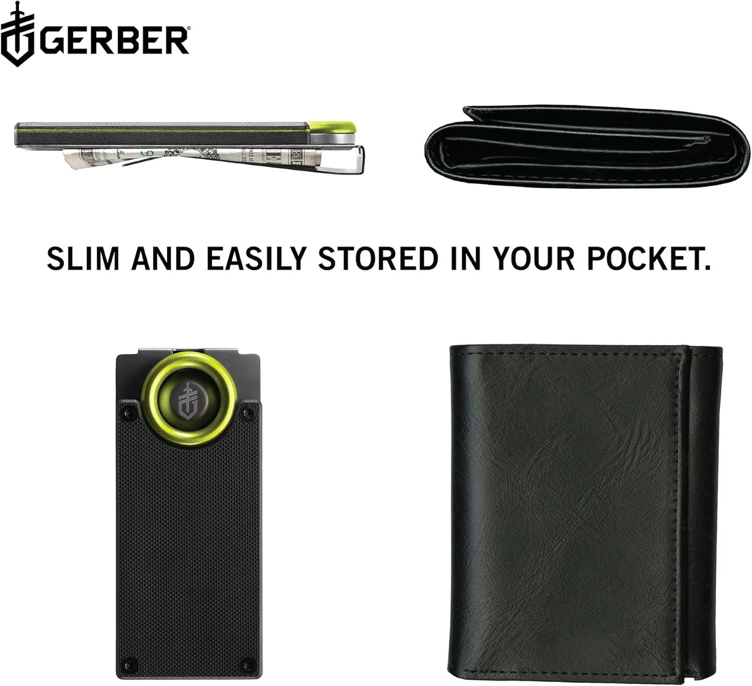 Gerber Gear GDC Money Clip with Pocket Knife - Fixed Blade Knife and Case - EDC Gear and Equipment - Stainless Steel