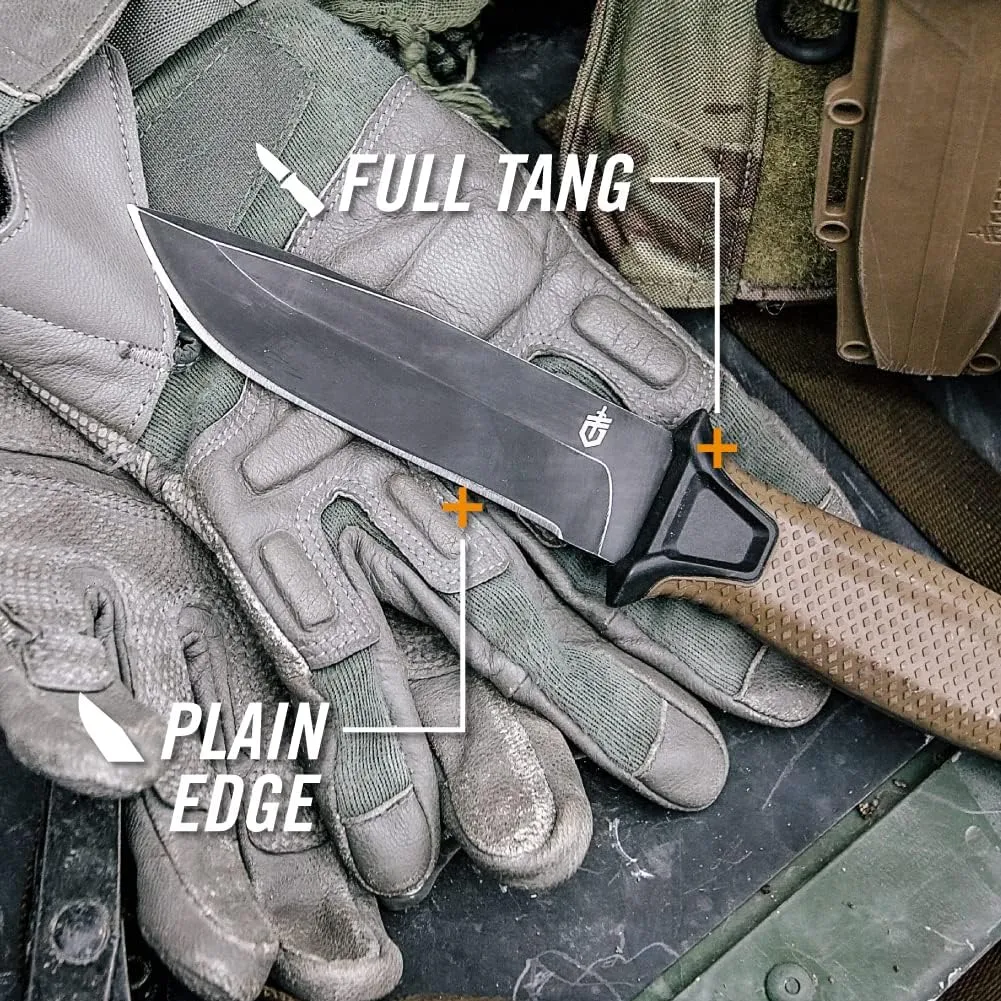 Gerber Gear Strongarm - Fixed Blade Tactical Knife for Survival Gear - Black, Plain Edge