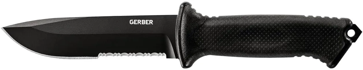Gerber Gear Prodigy Survival Tactical Knife - Full Tang, Serrated Edge Knife - American Steel Blade - Molded Soft-Grip