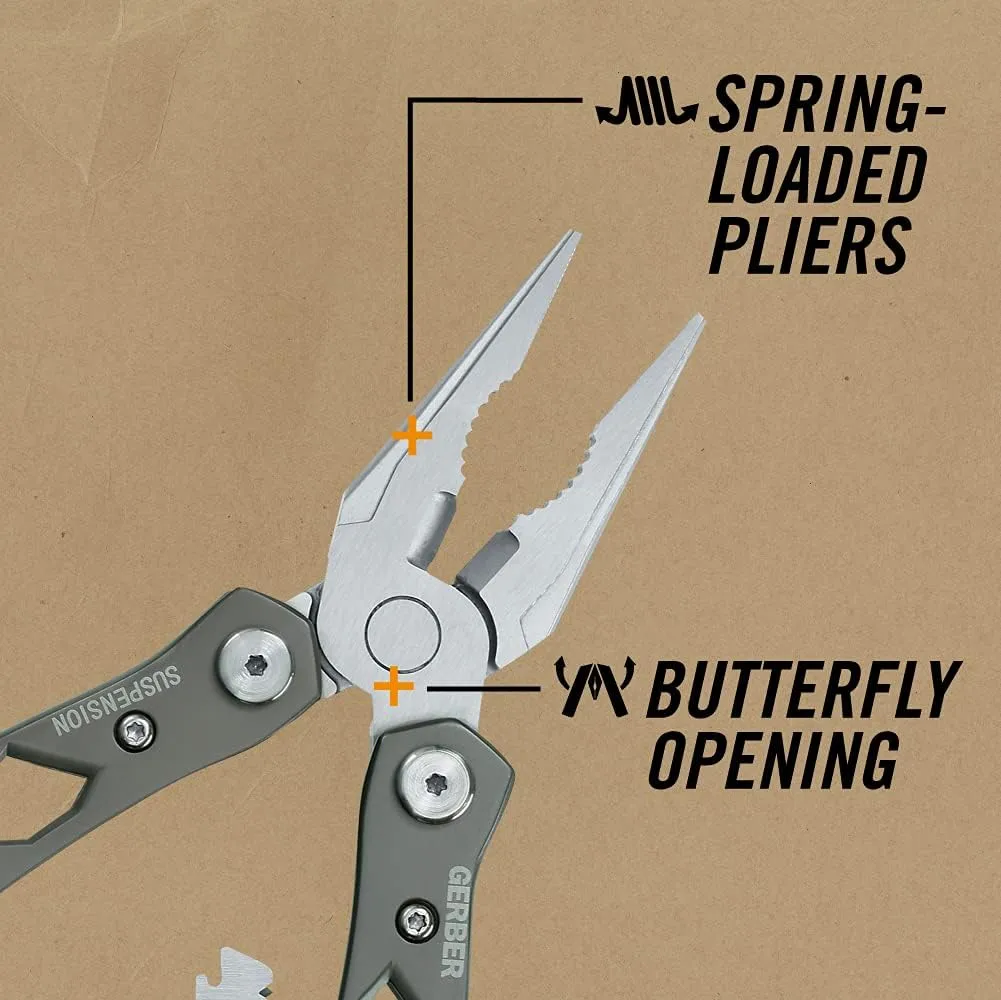 Gerber Gear Suspension 12-in-1 Needle Nose Pliers Multi-tool - Multi-Plier, Wire Cutter
