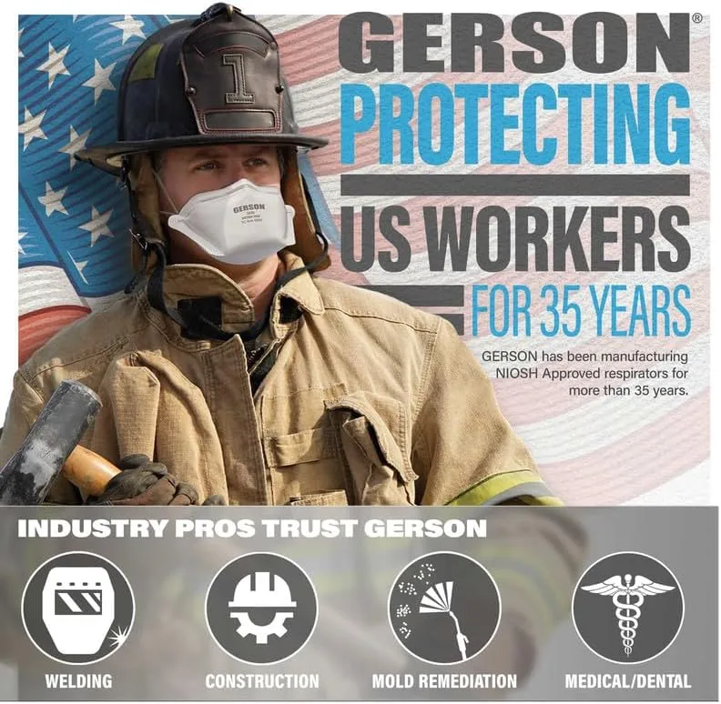 GERSON N95 Pouch Respirator, Made in U.S.A. 4 Boxes, 50 Mask Per Box