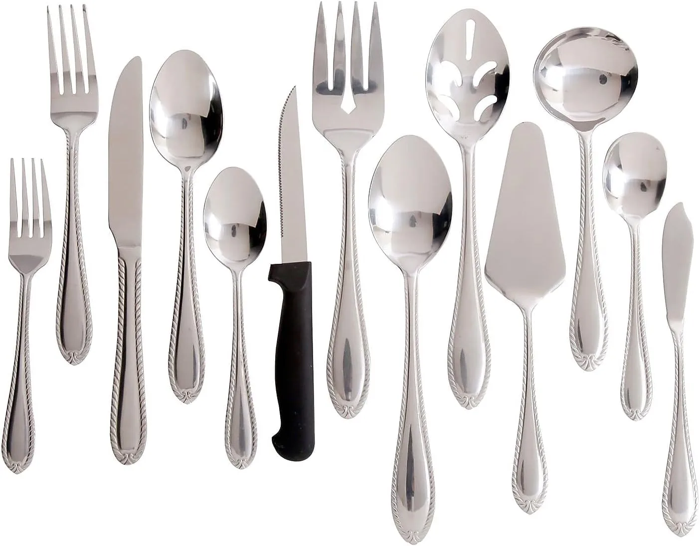 Gibson Home Wilmington Plus 55 Piece Flatware Set, Silver