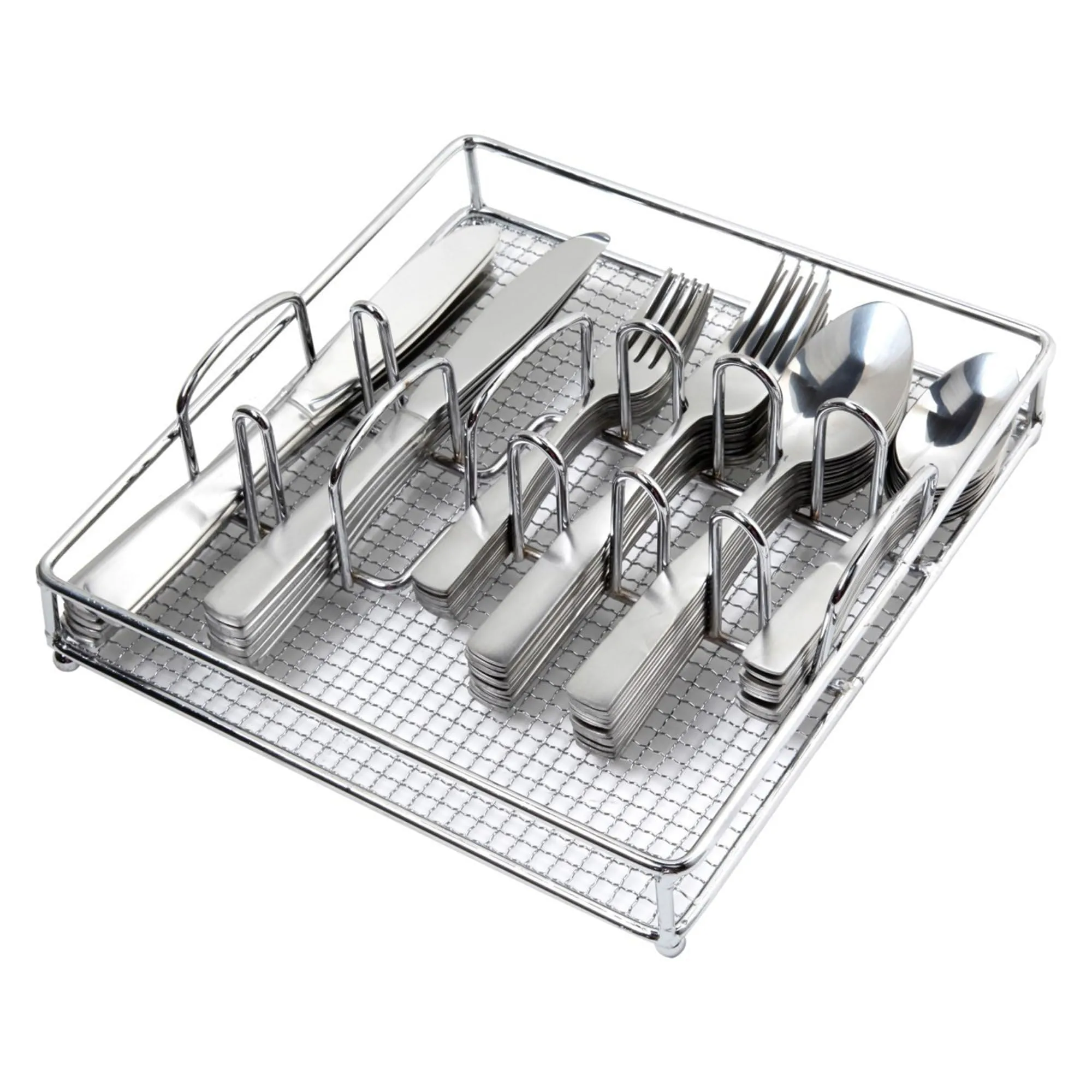 Gibson Home Abbeville 61-Piece Flatware Set with Wire Caddy - Includes Forks, Knives