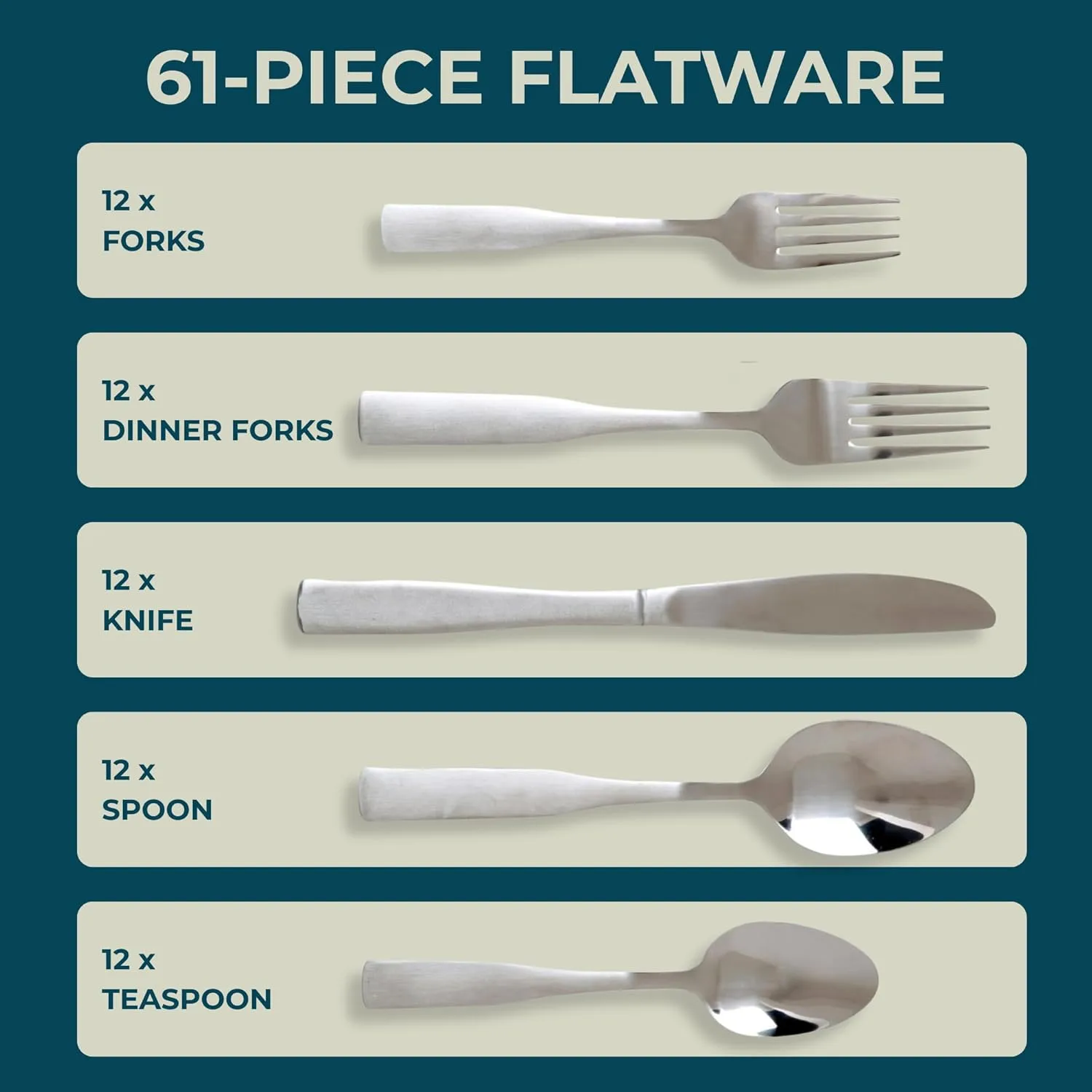 Gibson Home Abbeville 61-Piece Flatware Set with Wire Caddy - Includes Forks, Knives