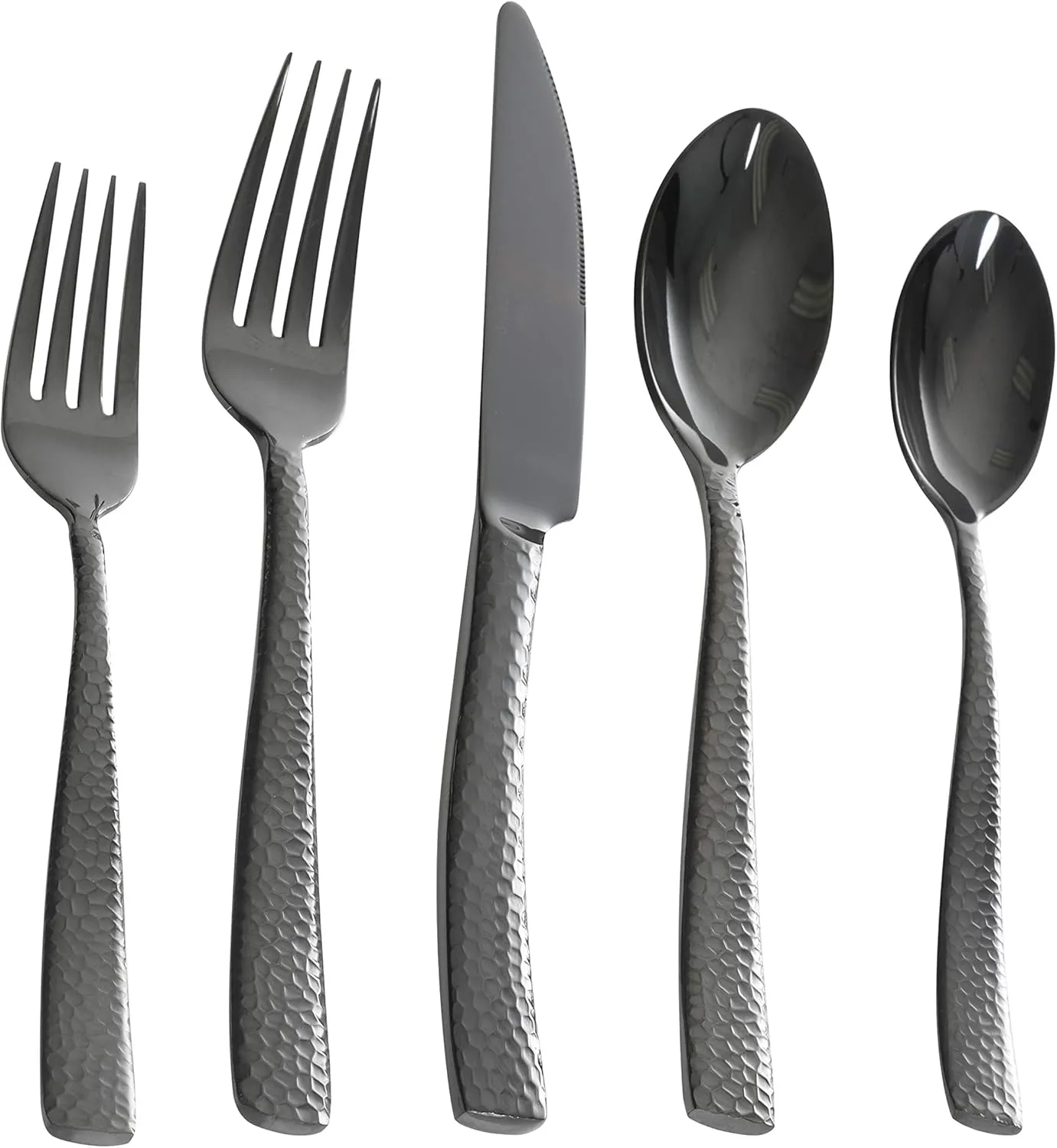 Gibson Home Gibson Elite Flatware Set, Service for 4 (20pcs), Hammered Black