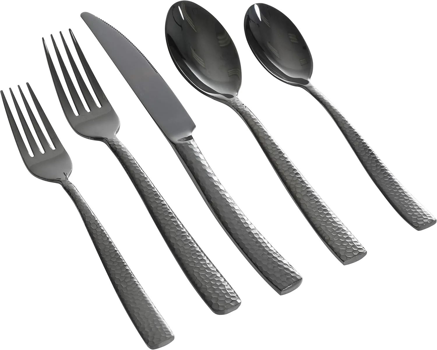 Gibson Home Gibson Elite Flatware Set, Service for 4 (20pcs), Hammered Black