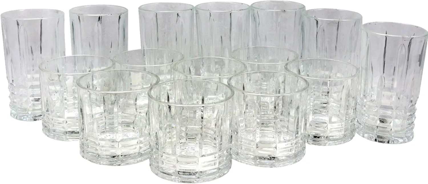 Gibson Home Jewelite 16 Piece Tumbler and Double Old Fashioned Glass Set