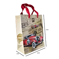 Vintage Red Roadster Paper (130 GSM) Gift Bags - Set of 6 Bags