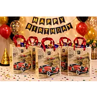 Vintage Red Roadster Paper (130 GSM) Gift Bags - Set of 6 Bags