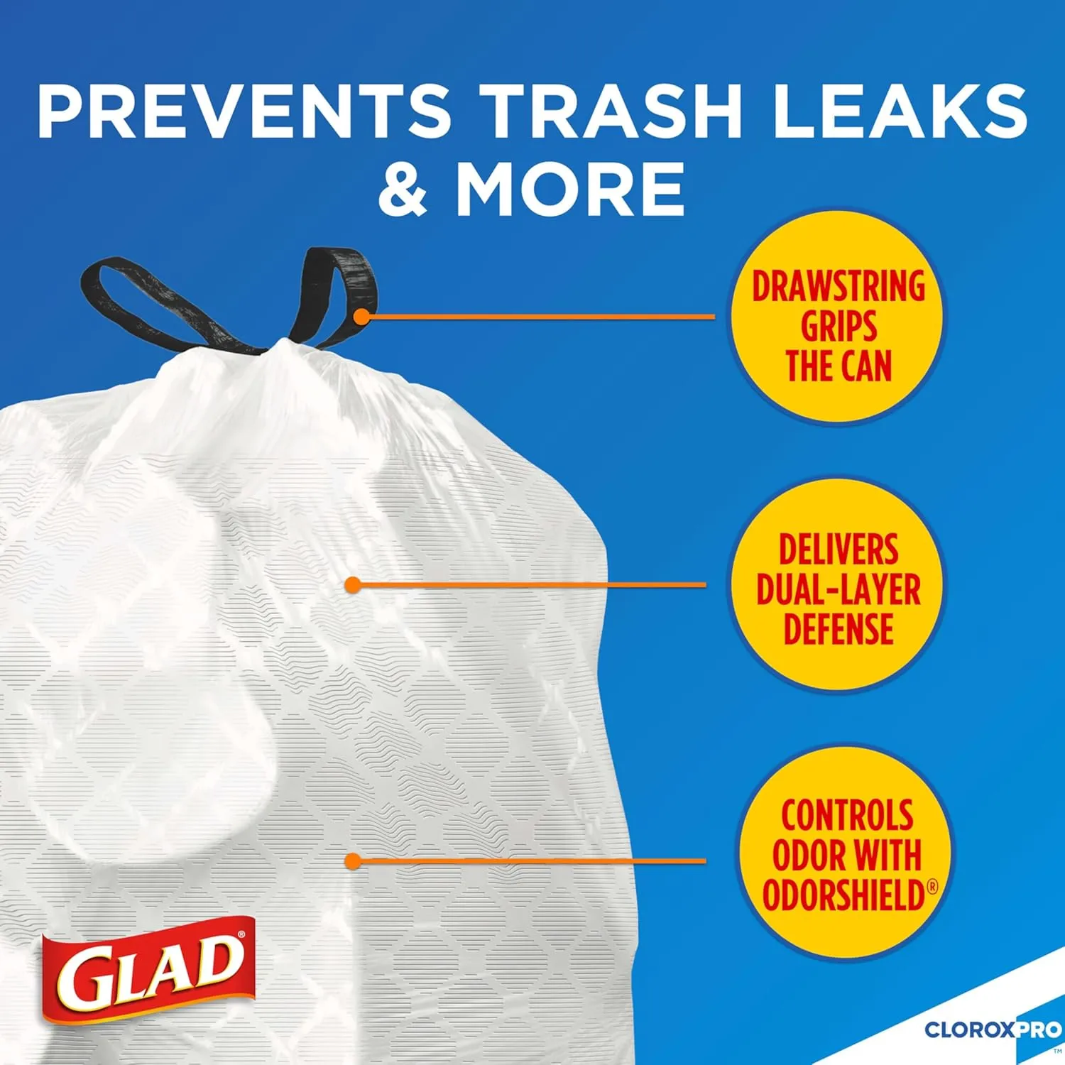 Glad ForceFlex Tall Kitchen Drawstring Trash Bags, 13 Gallon, 100 Count