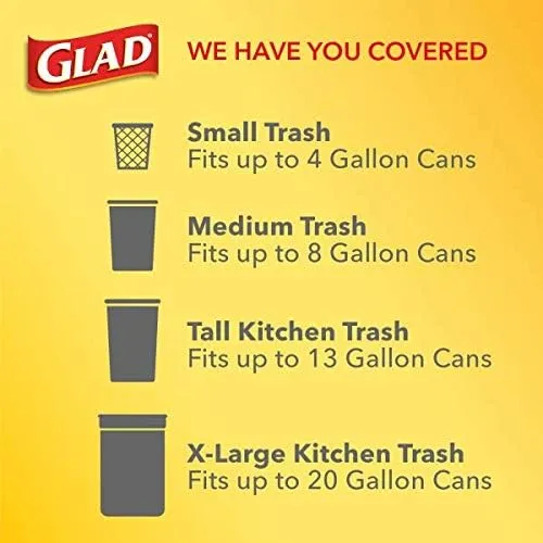 Glad® ForceFlex Tall Kitchen Drawstring Trash Bags - 13 Gallon White Trash Bag, Gain Original scent with Febreze Freshness - 110 Count