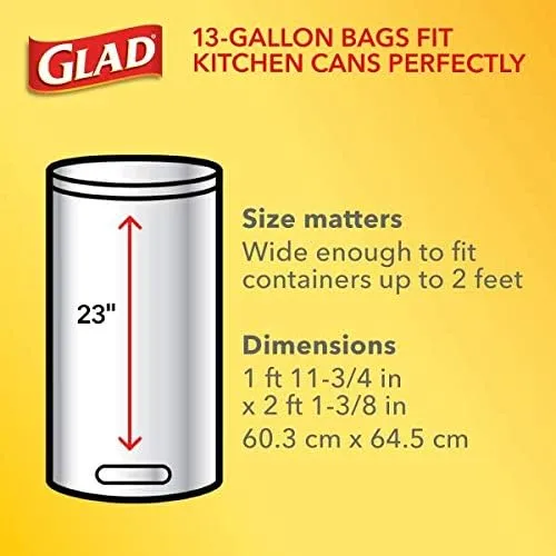 Glad® ForceFlex Tall Kitchen Drawstring Trash Bags - 13 Gallon White Trash Bag, Gain Original scent with Febreze Freshness - 110 Count