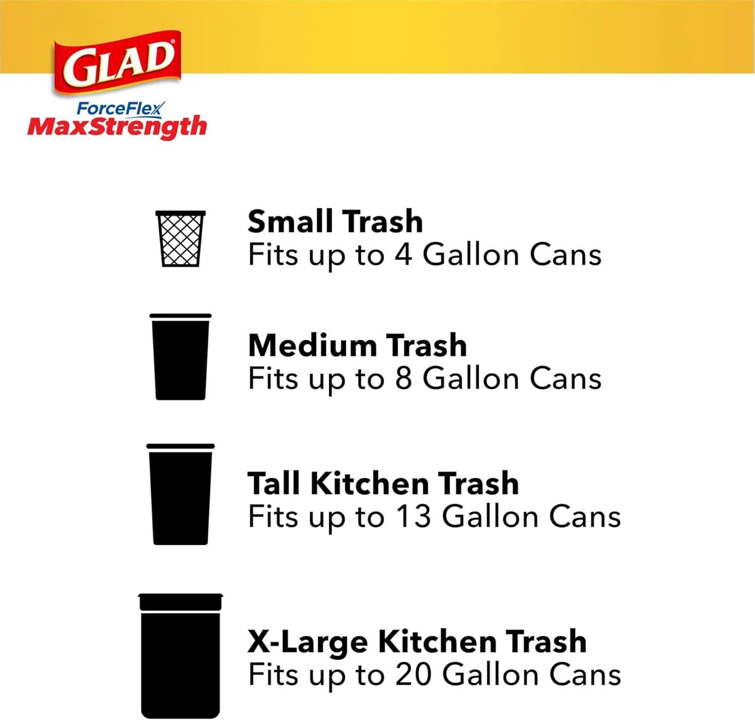 Glad ForceFlex MaxStrength X-Large Kitchen Drawstring Trash Bags, 20 Gallon, Fresh Clean Scent with Febreze, 30 Count