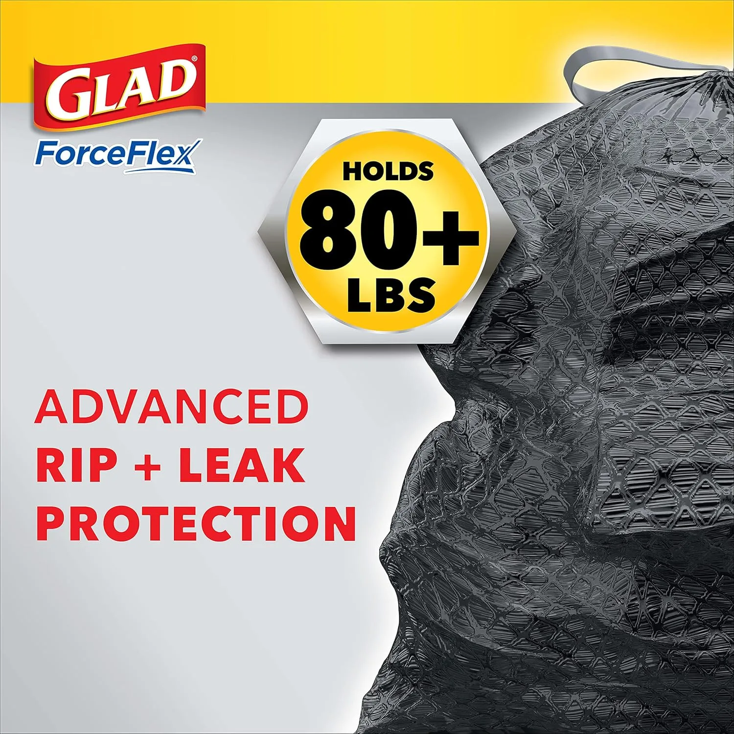 Glad Trash Bags, ForceFlexPlus Black Large Drawstring Garbage Bags, 30 Gal, 25 Ct (Package May Vary) 25 Count (Pack of 1)