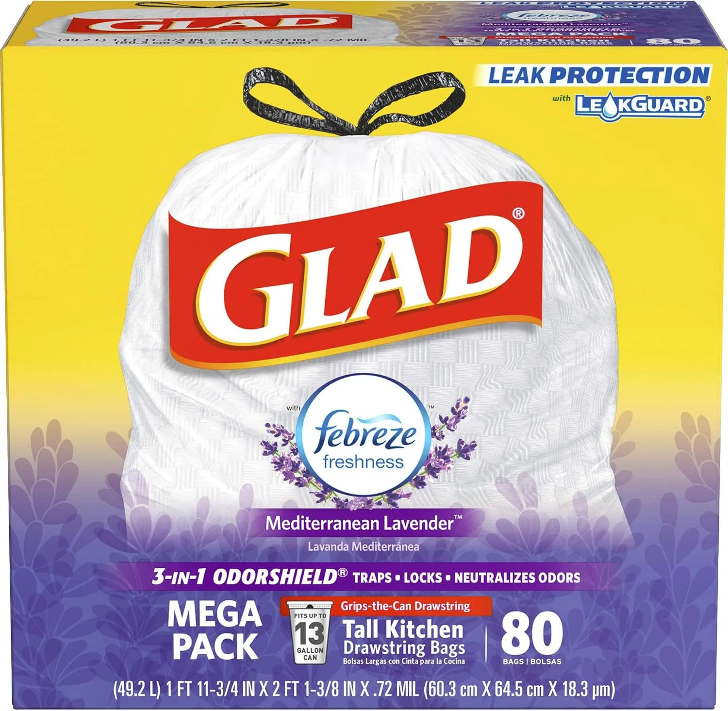 Glad OdorShield Tall Kitchen Drawstring Trash Bags