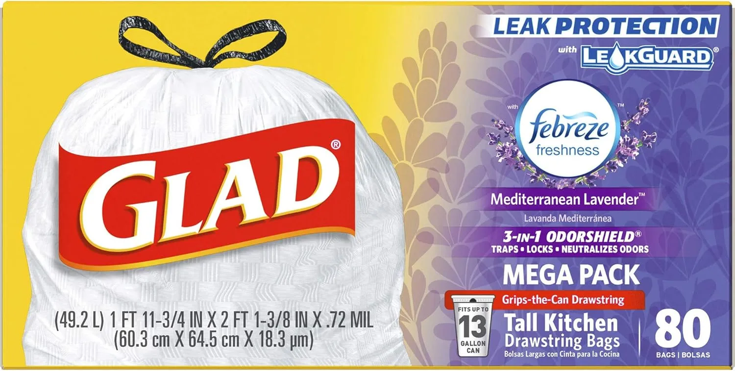 Glad OdorShield Tall Kitchen Drawstring Trash Bags