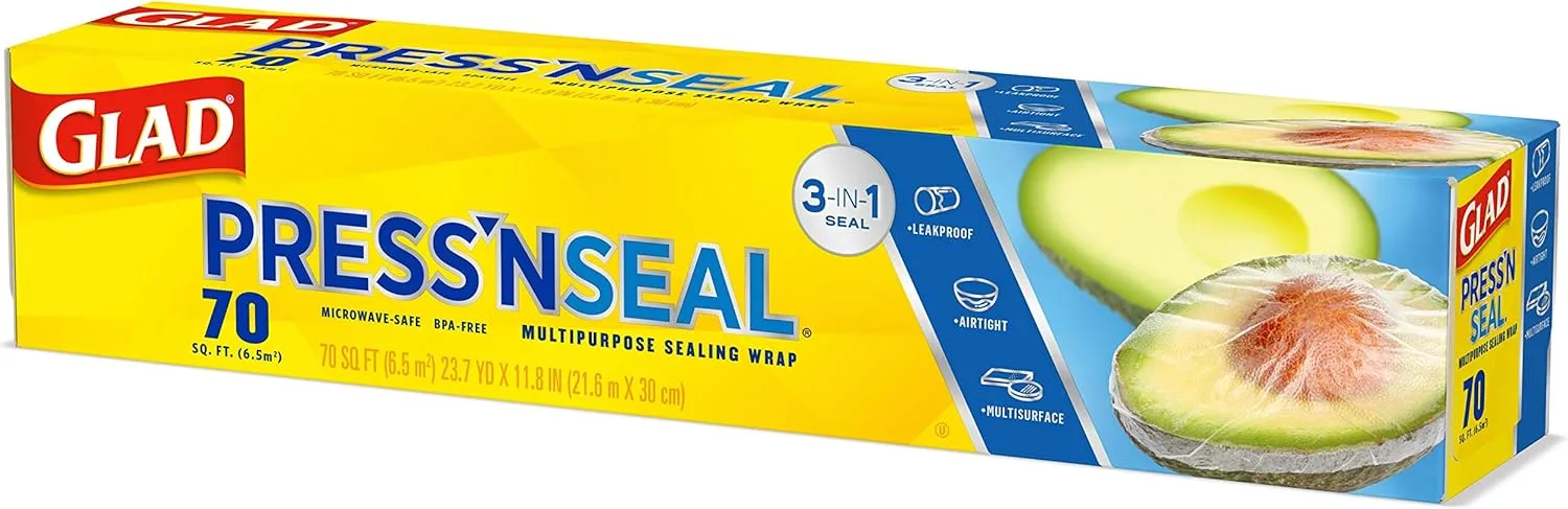 Glad Press'n Seal Plastic Food Wrap - 70 Sq Ft Roll (11.8 in x 71.1 ft)