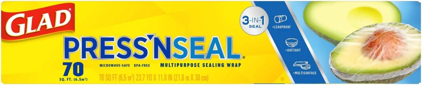 Glad Press'n Seal Plastic Food Wrap - 70 Sq Ft Roll (11.8 in x 71.1 ft)