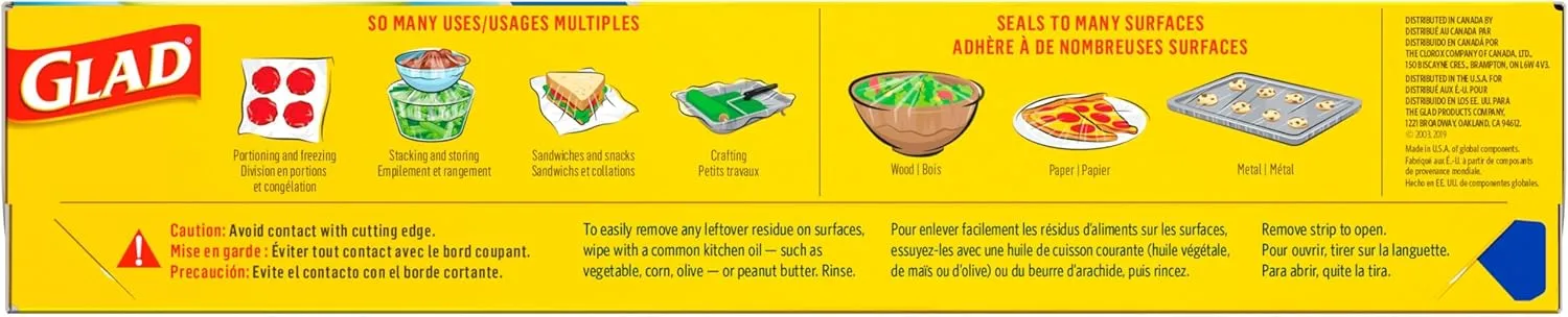Glad Press'n Seal Plastic Food Wrap - 70 Sq Ft Roll (11.8 in x 71.1 ft)