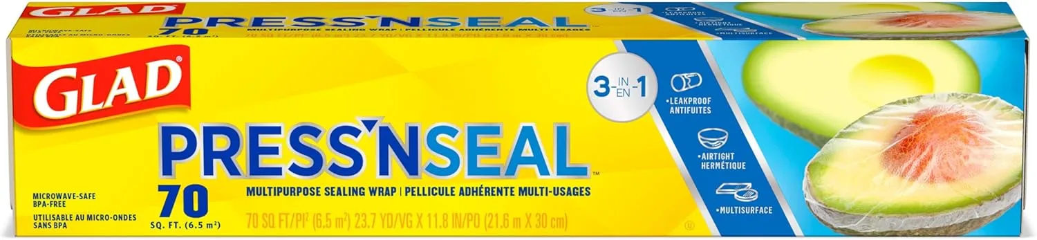 Glad Press'n Seal Plastic Food Wrap - 70 Sq Ft Roll (11.8 in x 71.1 ft)