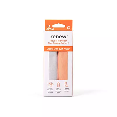 Full Circle Recycled Microfiber Glass Cleaning Cloths - Set of 2